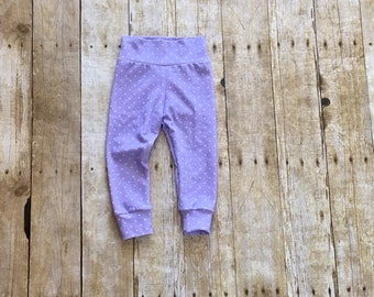 Purple polka dot leggings // baby leggings // toddler leggings // lavender leggings // lilac leggings