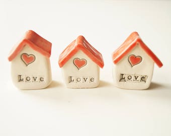 Little House, Miniature Ceramic Houses, Set of 3, Miniature Home, Tiny House, Ceramics and Pottery