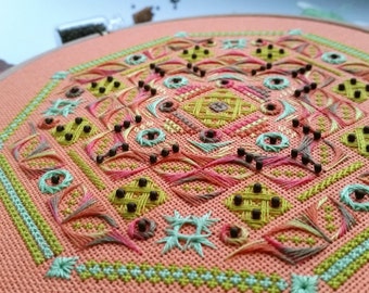 Needlepoint PDF pattern - Counted thread detailed stitching tutorial - Needlework instruction - Embroidery DIY - DIY booklet.