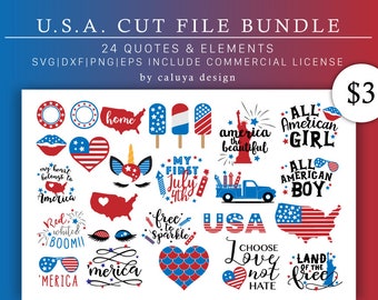 July 4th SVG Cut File Bundle Deal | Cut File for Cricut & Cameo Silhouette | America DXF Cut File | Independence Day, Patriots, USA svg