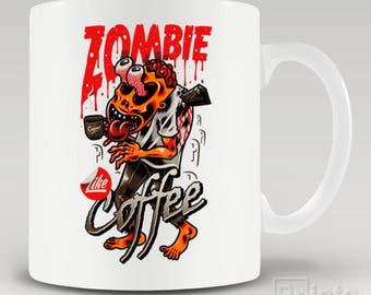 Funny novelty coffee mug Zombie like coffee, gift for him or her