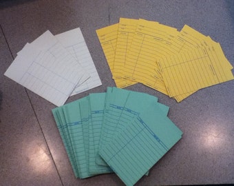 Vintage Blank Library Cards (Set of 10) ONLY GREEN REMAINING