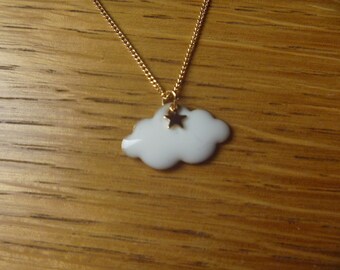 Rain Cloud Silver Necklace with blue gemstone