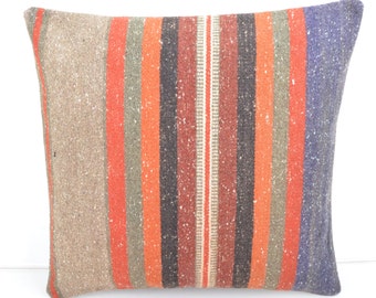 kilim pillow,16x16,throw cushion,striped pillow cover, striped pillow case, stripe throw pillow,stripe decorative pillow ,kilim pillow 11