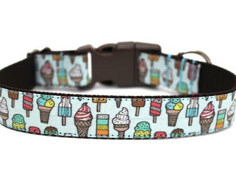 Summer Dog Collar 3/4" or 1" Ice Cream Dog Collar