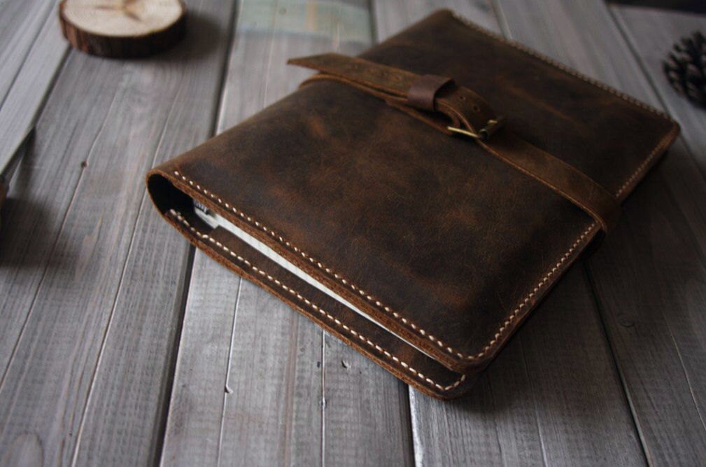 Hand Stitched A4 Paper Leather Portfolio A4 Paper Case File