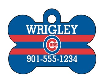 Chicago Cubs Pet Id Dog Tag Personalized w/ Your Pet's Name and Number