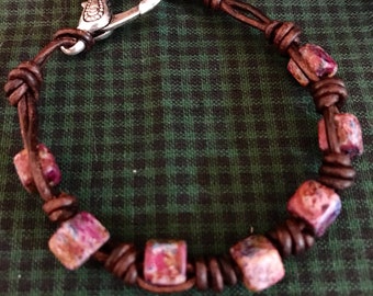 Square purple bead bracelet