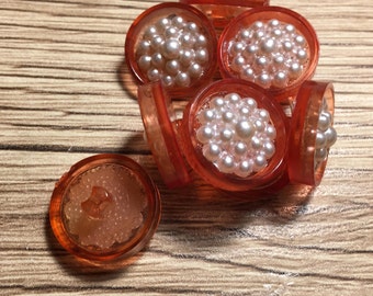 B90 Vintage self shank 2 part buttons vintage 8 of them pearl cab sewing costume making
