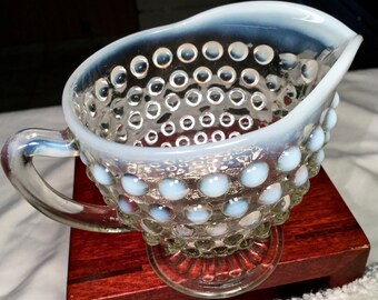 1940's Anchor Hocking Moonstone Hobnail Opalescent Cigarette/Dresser Box