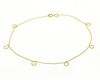 18k Ball Bearing Beaded Chain Link Bracelet Gold 9"