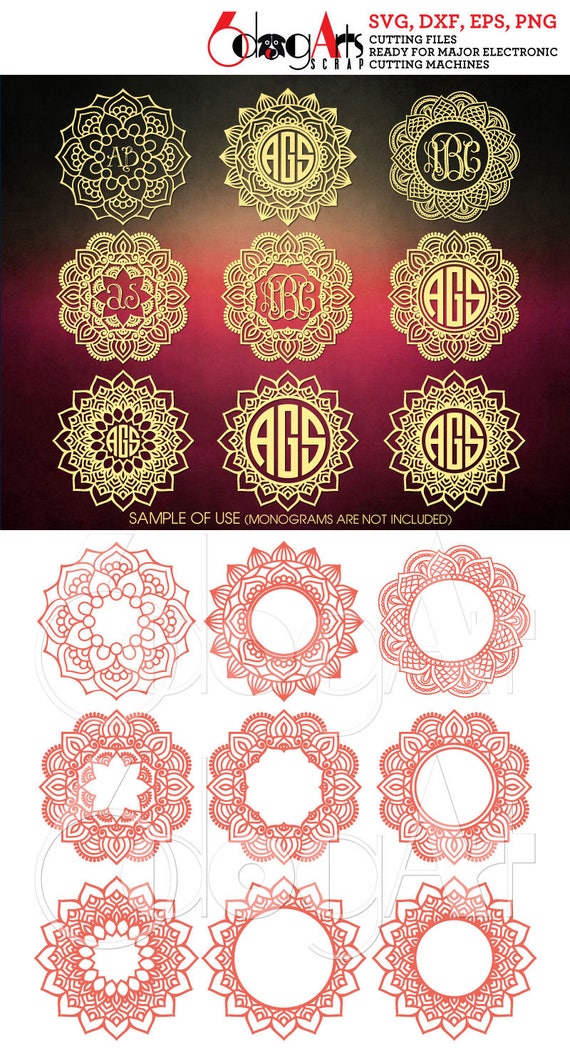 Download Mandala Monogram Frames Vector Digital Cut Files Svg Dxf Eps