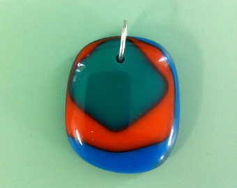 Brightly Colored Fused Glass Pendant