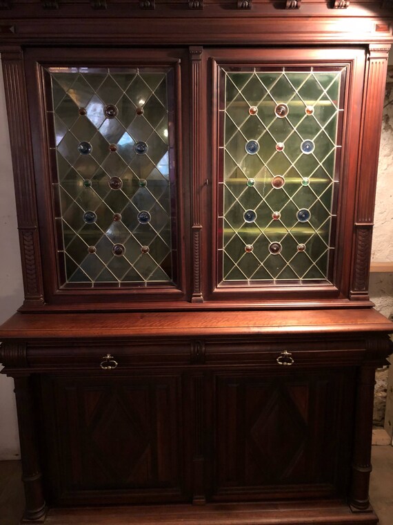 Antique French Provincial China Cabinet Glass
