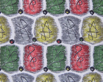 Vintage Barkcloth Fabric - 50s Eames Era Atomic AMAZING