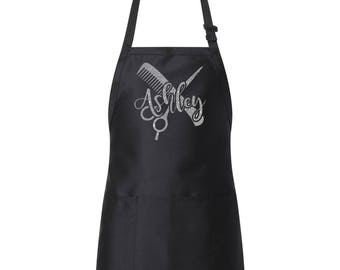 Hair Stylist Bling Glitter Design Personalized Apron with Adjustable Neck Strap
