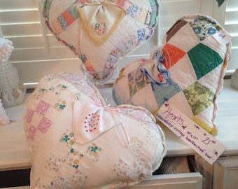 Heart Pillows with Hankie bows