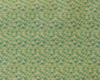 1/2 YD - 44" Green Triangles Cotton Fabric