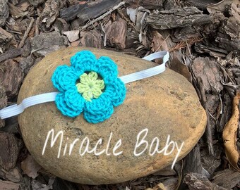 crochet baby headband, crochet flower headband, newborn headband.