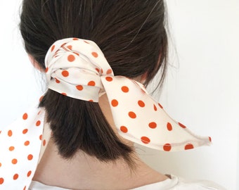 White Polkadot Skinny Scarf