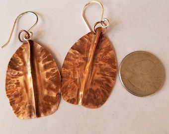 fold form leaf earrings