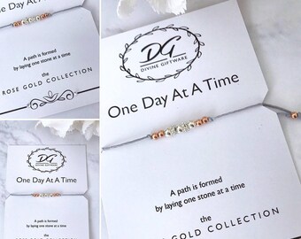 One Day At A Time ... Rose/Silver Beaded Bracelet Gift