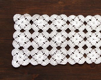 White rectangular Crochet Doily Vintage doily