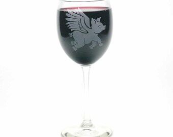 Flying Pig Wine Glass - when pigs fly