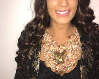 Flower Bib Necklace - Vintage Flower Necklace - Flower Statement Necklace - Bib Statement Necklace - Vintage Statement Necklace - Flower Bib