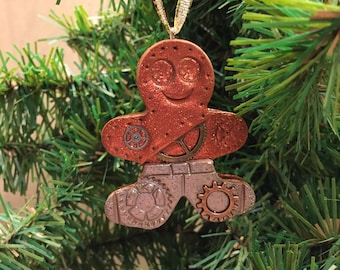 Industrial Style Christmas Ornament - Steampunk Gingerbread Man Holiday Decor style 13