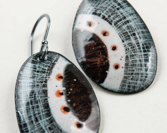 Planetary Relationships Enamel Earrings Sgraffito
