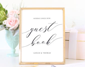 Wedding Guest Book Sign, Printable Guestbook Sign, Wedding Signs, Party Signs, Modern Calligraphy | SUITE032