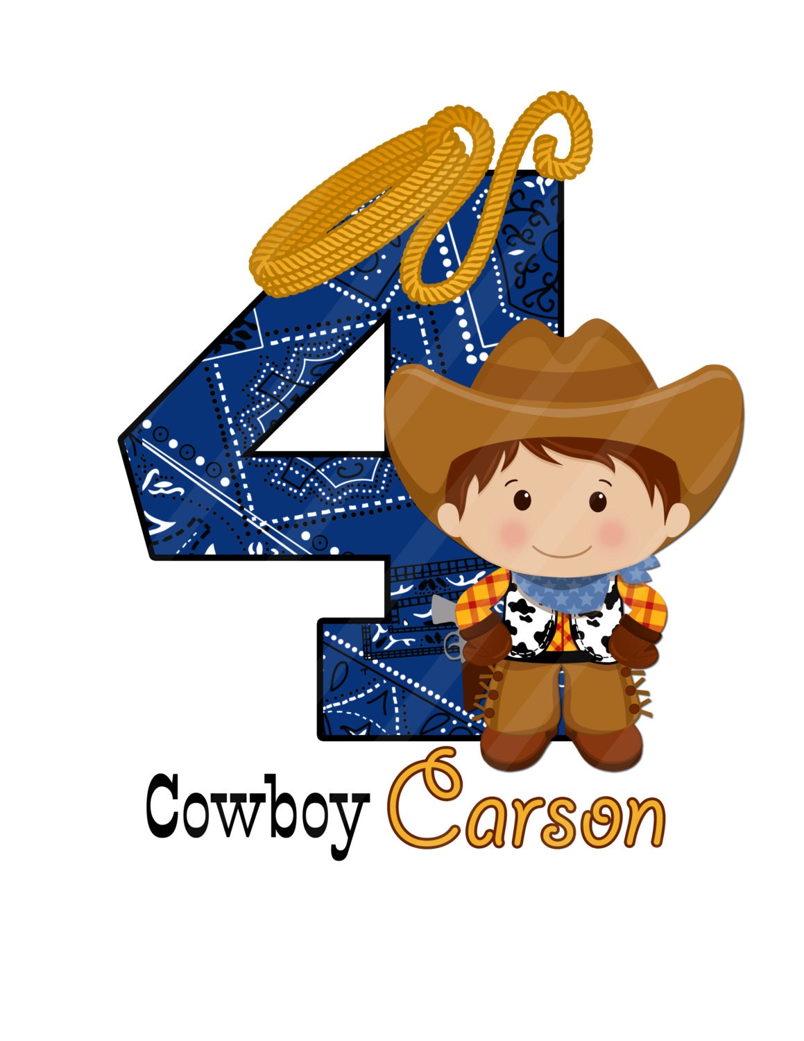 Little Cowboy Blue Bandana Digital For Iron-ons Heat