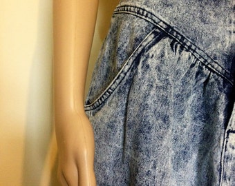 1980s Stonewashed Jean Midi Skirt by Kayo of California