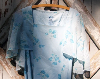 Vintage 70s 80s floral handmade flutter dress M L