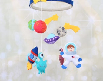 Space mobile Astronaut mobile Planets Mobile Boy cot mobile baby mobile galaxy mobile space nursery mobile felt crib mobile cosmos mobile