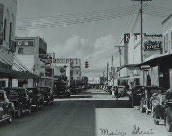 Main Street in Del Rio, Texas Vintage 1940s RPPC