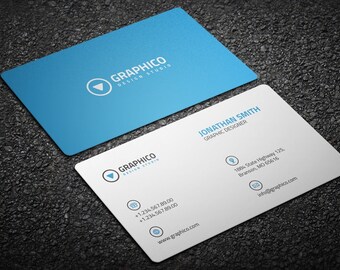 Clean Corporate Business Card Design Template - Photoshop Templates - Modern, Clean, Corporate - Instant Download - v7