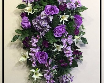Spring Wreath, Easter Wreath Front Door Swag, Flower Door Swag, Spring Door Swag, Floral Door Swags, Spring Wreaths For Front Door, Purple