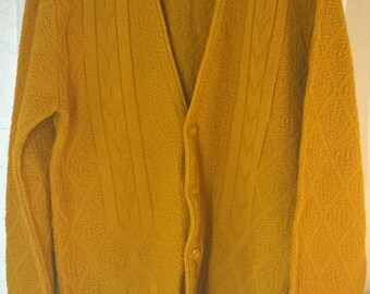 Vintage 60s 70s Cadigan Sweater by Dunbarton from Jewel, Cable Knit Orlon Acrylic