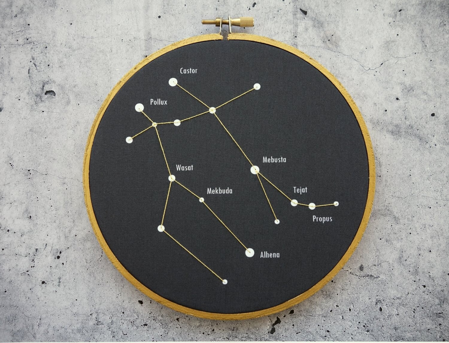Gemini constellation in embroidery hoop gemini star chart Gemini constellation in embroidery hoop gemini star chart