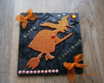 Card "Bewitched" halloween orange and black