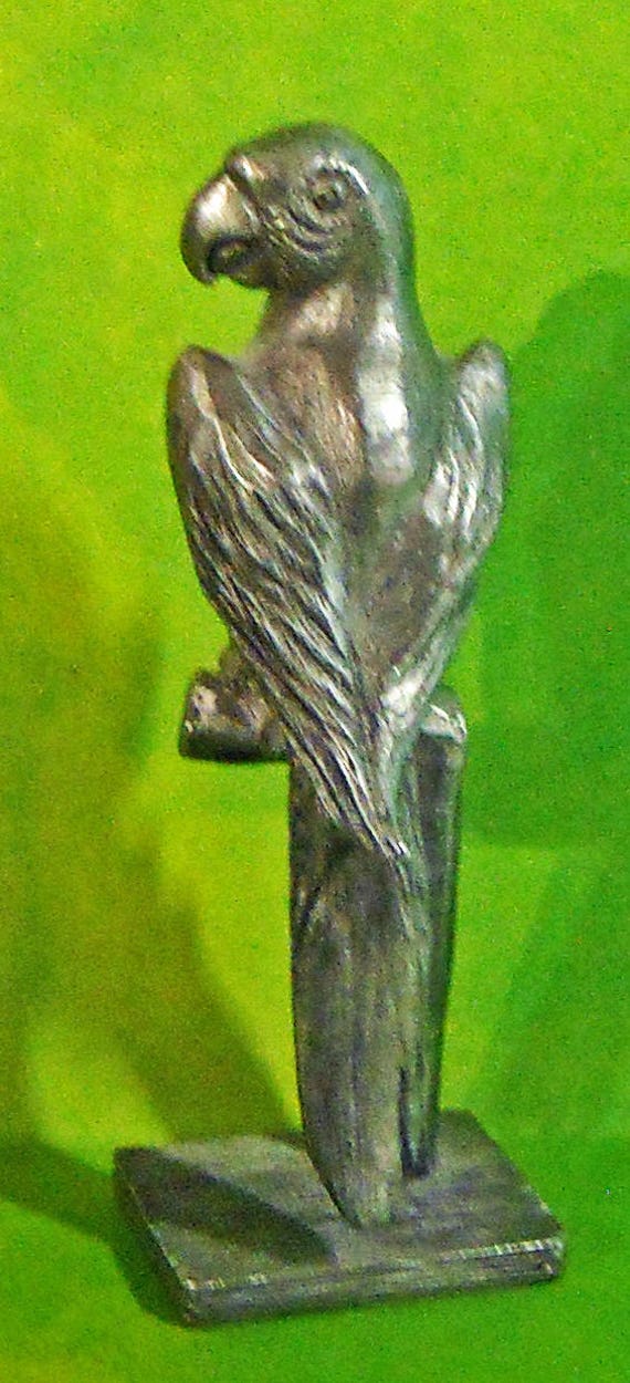 Miniature Pewter Macaw Figurine Aus-Ben Mfg 1979