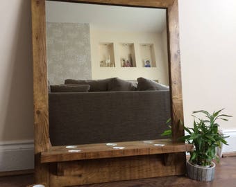 Large Reclaimed Mirror, Pallet Mirror, Rustic Mirror, Pallet Wood, Bathroom Mirror, Hallway Mirror, Reclaimed Wood, Handmade Mirror, Candles