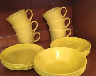 Vintage Texas Ware Melmac | Retro Melamine Dishes | Bright Sunshine Yellow Melmac Dishes by Texas Ware