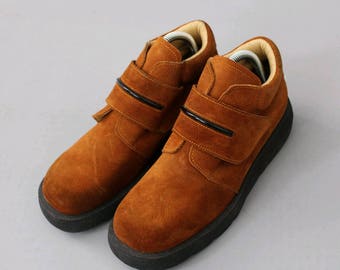 1990 french chunky Shoes rust suede leather euro40 us8/ 90s chunky shoes 8