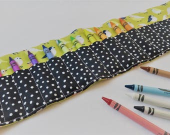 Crayon Roll in Little Birds, Holds 16 Crayons