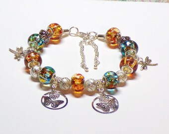 Butterflies and Dragonflies Euro Bracelet by Sandi