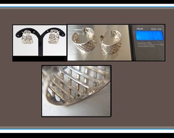 Estate Sterling Silver Lattice Earrings