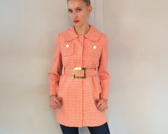 1960's VTG Mod Gingham Belted Jacket from I. Magnin